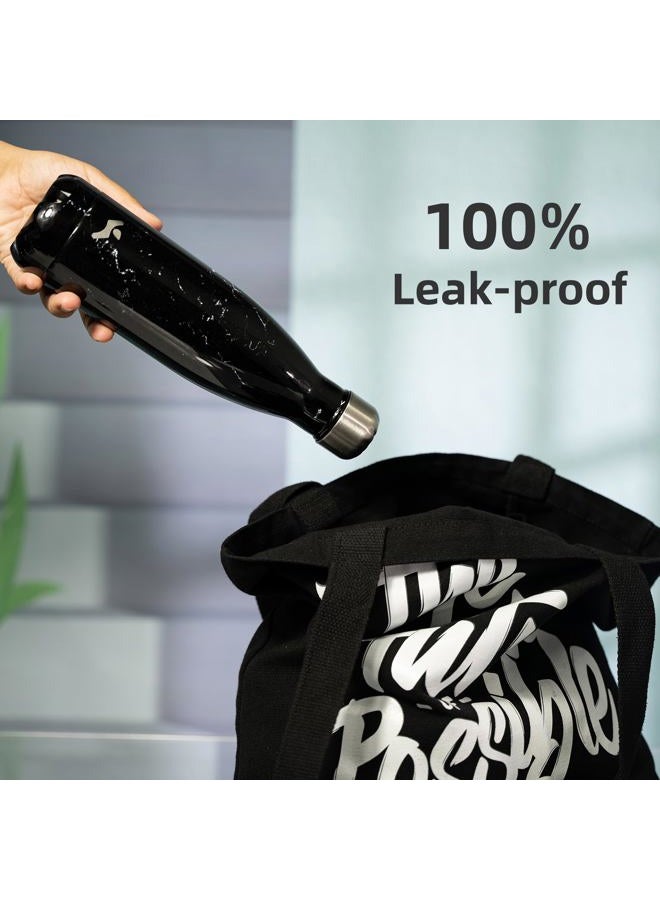 Konokyo Insulated Water Bottles,17 oz Double Wall Stainless Steel Vacumm Metal Flask for Sports Travel,Marble Midnight - Image 5