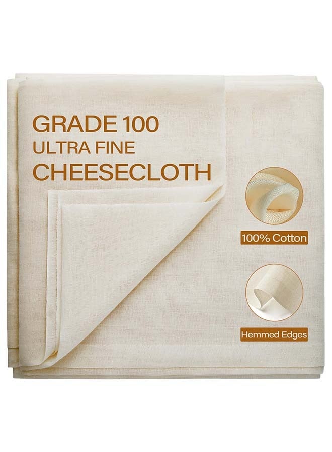 VIUAUAX 4PC Reusable Cheesecloth,  Grade 100 Cheese Cloths for Straining Reusable, Washable, Lint Free and Ultra Fine Mesh Unbleached Pure Cotton Cheese Cloths for Cooking, Baking, Juicing, Cheese Making  - Image 2
