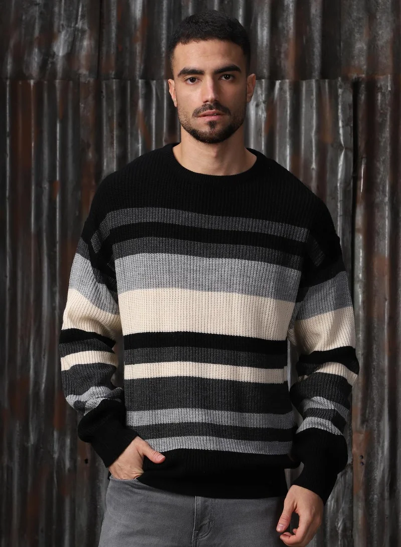 HIGH STAR Men's Multicoloured 100% Acrylic Solid Regular Fit Sweater