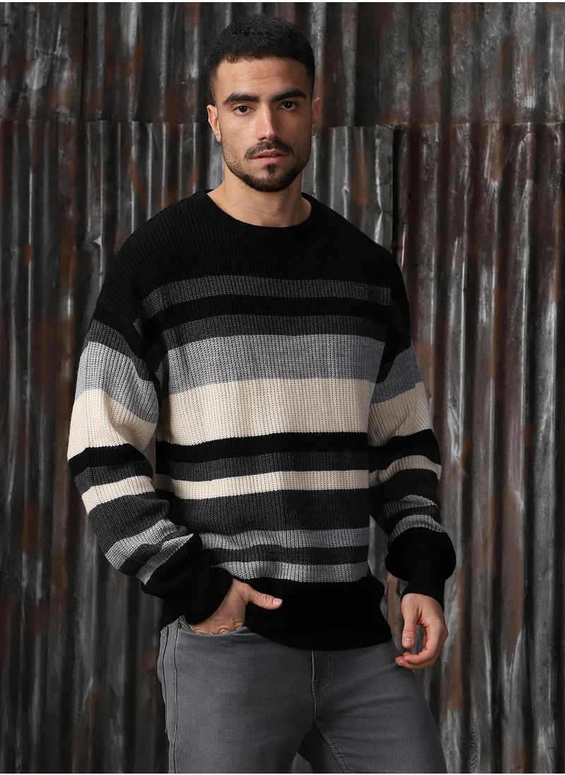 هاي ستار Men's Multicoloured 100% Acrylic Solid Regular Fit Sweater