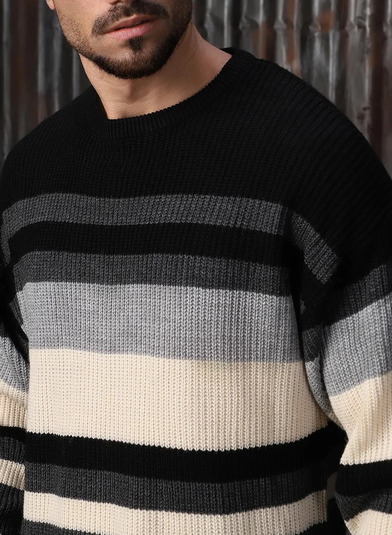 HIGH STAR Men's Multicoloured 100% Acrylic Solid Regular Fit Sweater