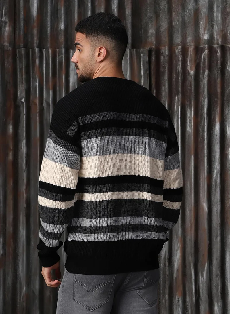 HIGH STAR Men's Multicoloured 100% Acrylic Solid Regular Fit Sweater