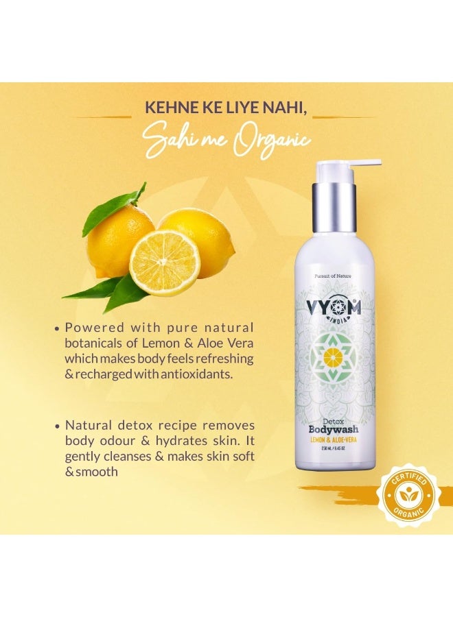 VYOM India Detox Body Wash for Men & Women, Enriched with Aloe Vera & Lime, Hydrating Shower Gel, Sulphate & Paraben Free, Natural, Herbal, Plant based & Organic Body Wash 250ML - Image 3