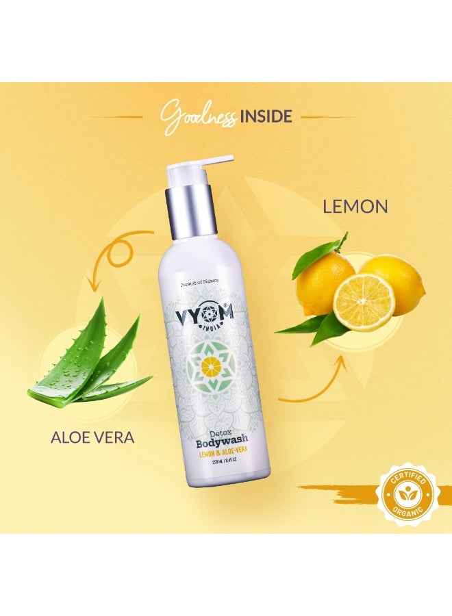 VYOM India Detox Body Wash for Men & Women, Enriched with Aloe Vera & Lime, Hydrating Shower Gel, Sulphate & Paraben Free, Natural, Herbal, Plant based & Organic Body Wash 250ML - Image 2