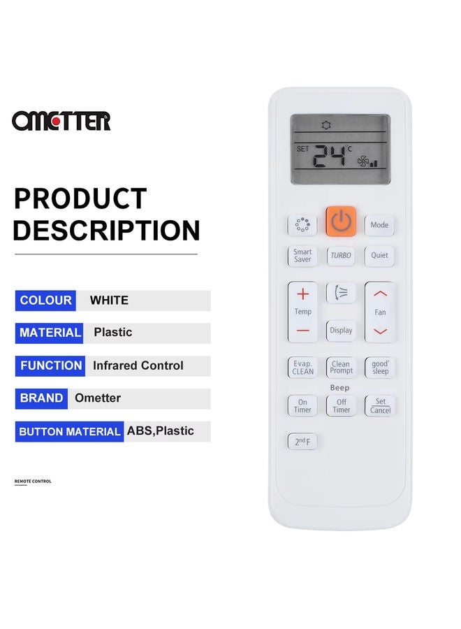 OMETTER 1Pc Air Conditioner Remote Control for Samsung English Air Conditioning Remote Control DB63-02827A Replacement Remote - Image 3