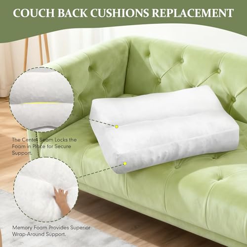 JZHLLA 3 PCS Shredded Foam Sofa Back Cushions Replacement Fluffy Memory Sponge Couch Pillow with Quilted Design 28x18x5 Inch Lumbar Support Pillow for Sofa Bed Floor - Image 4