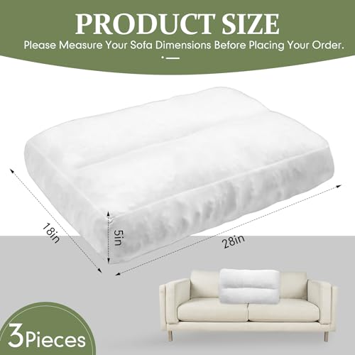 JZHLLA 3 PCS Shredded Foam Sofa Back Cushions Replacement Fluffy Memory Sponge Couch Pillow with Quilted Design 28x18x5 Inch Lumbar Support Pillow for Sofa Bed Floor - Image 2