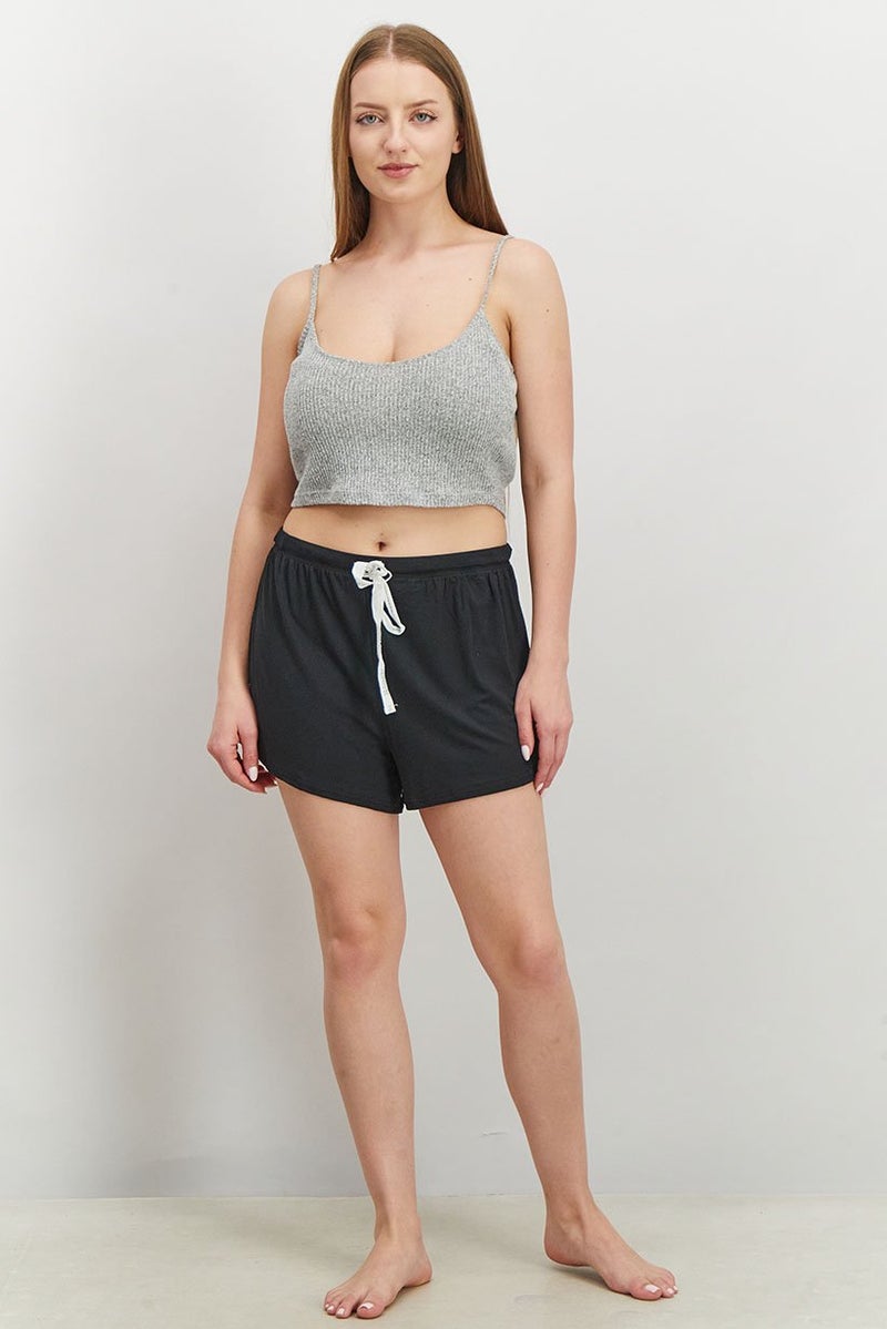 Hurley Women 2 Pieces Printed Drawstring Basic Short, Pink and Black  - Image 4