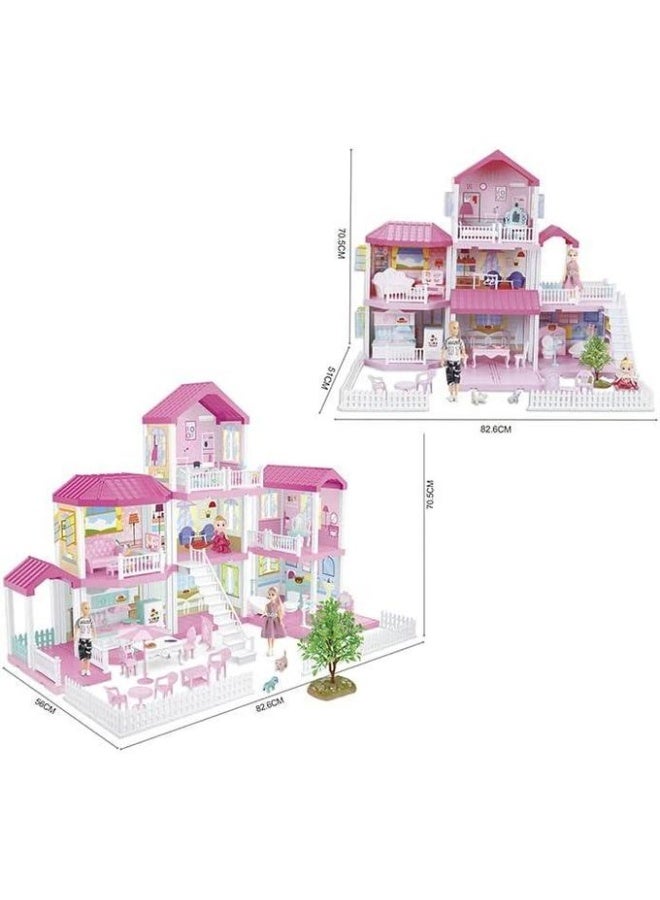 مجموعة بناء فيلا الأحلام بنفسك - بيت ألغاز مكون من 156 قطعة للأطفال - لعبة للأولاد والبنات للميلاد والكريسماس - عدة حرفية تعليمية STEM للنمو والإبداع والمرح - بيت دمى متعدد الغرف وملون - للأعمار 3+ - Image 4