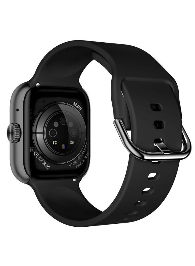 Alps 4 Smartwatch with Black Silicon Strap Bluetooth Fitness Tracker with Heart Rate Monitor Sleep Tracking Waterproof Watch for Android and iOS