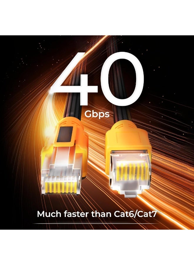 M.A&F's CAT8 Network Cable 2M FULL COPPER Ethernet Cable High-Speed 40Gbps 2000MHz RJ45 Braided and Shielded Ethernet Cable Compatible with Ethernet Switches PS5 PC Router TV Xbox (2M) - Image 3