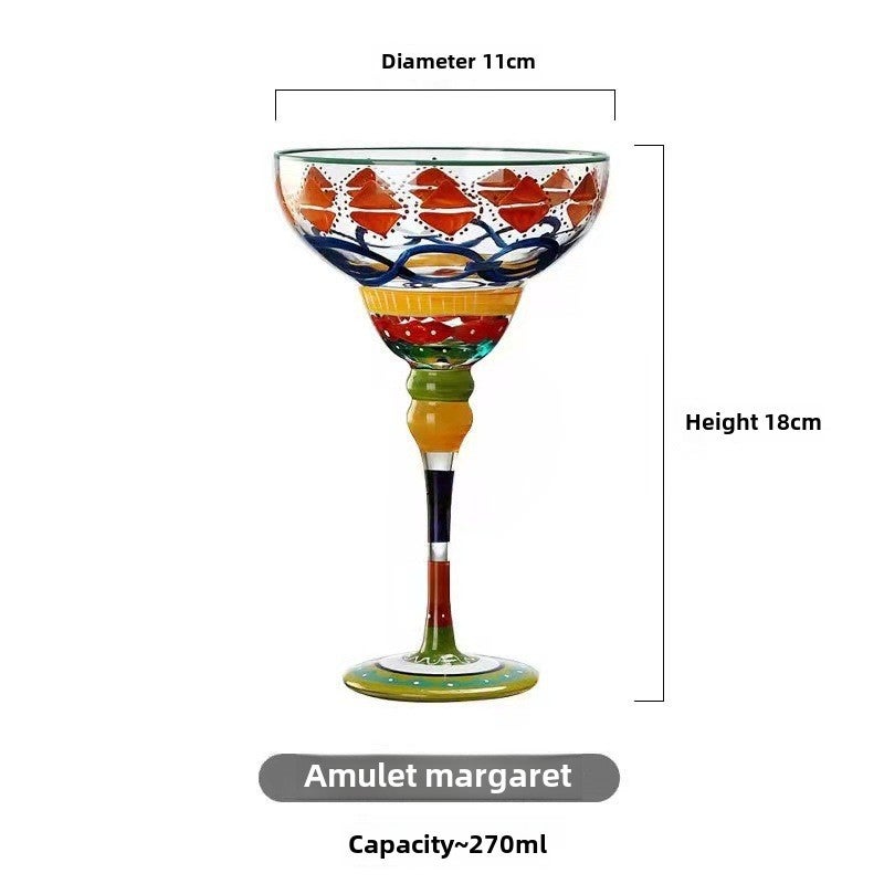 Painted Margarita Wine Glass Crystal Glass Hand-painted Cocktail Mug Alicia Home Goblet(Amulet Margaret) - Image 5