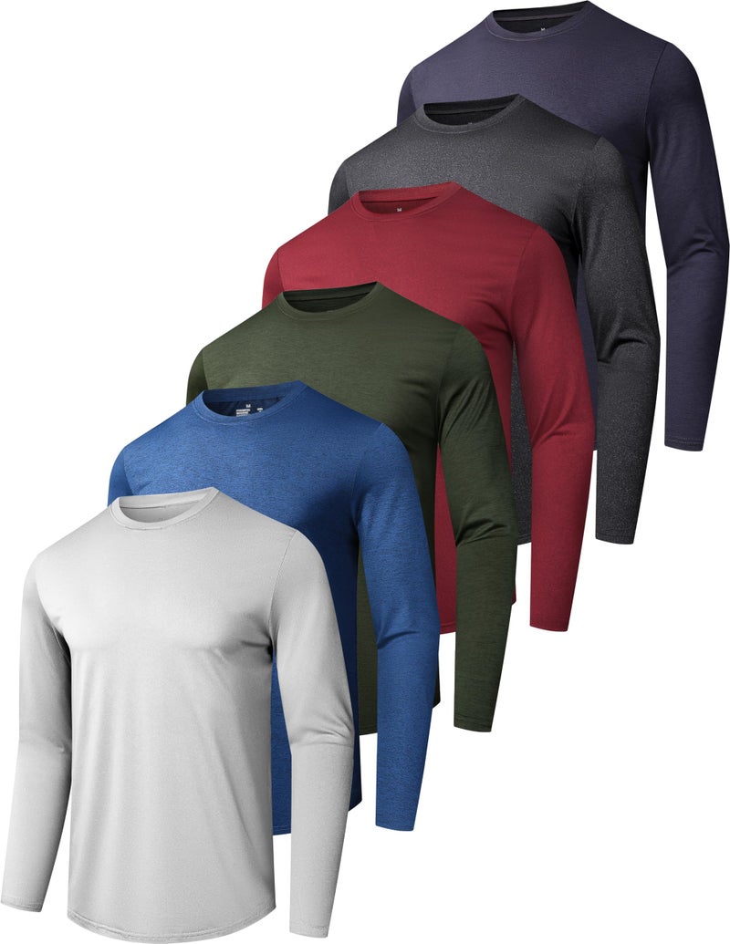 OYGSieg 6 Pack Men's Quick Dry Long Sleeve Shirts UPF 50+ UV Sun Protection SPF Moisture Wicking T-Shirt for Casual Workout AM - Image 1