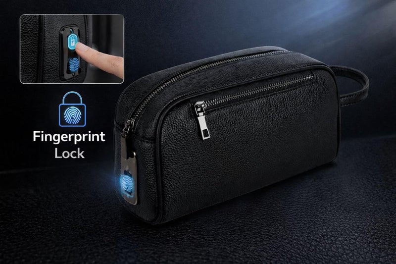 Unisex Smart Fingerprint Lock Hand bag with Anti-Theft Technology - 3-Zipper Security, 10-Fingerprint Capacity, Handle & Golden-Tone Hardware, Compatible with Smartphones/Tablets/Laptops - Image 3