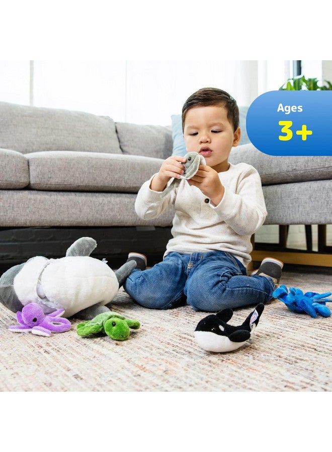 بريكستكس لعبة سمكة قرش محشوة من بريكستكس مع 5 حيوانات بحرية - لعبة سمكة قرش محشوة مع سلحفاة وحوت وأخطبوط وسمكة الراي وسرطان البحر - حيوانات محشوة عملاقة للأطفال من سن 3 سنوات فما فوق - هدية ممتعة لمحبي الحيوانات البحرية - Image 4