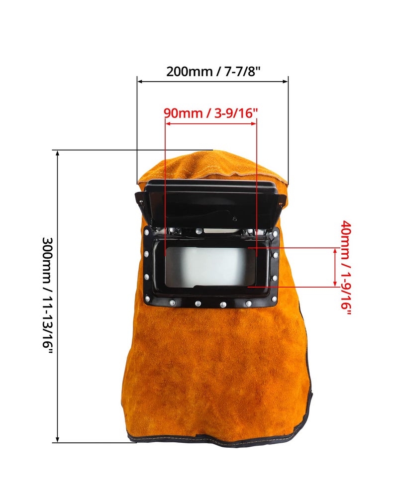 QWORK Welding Helmet Mask with Flip Open Lens, Leather Welding Hood Grinding Protective Gear Work Cap Head Face Neck Shield, Flame & Heat Resistant, Dust Resistant, Breathable - Image 5