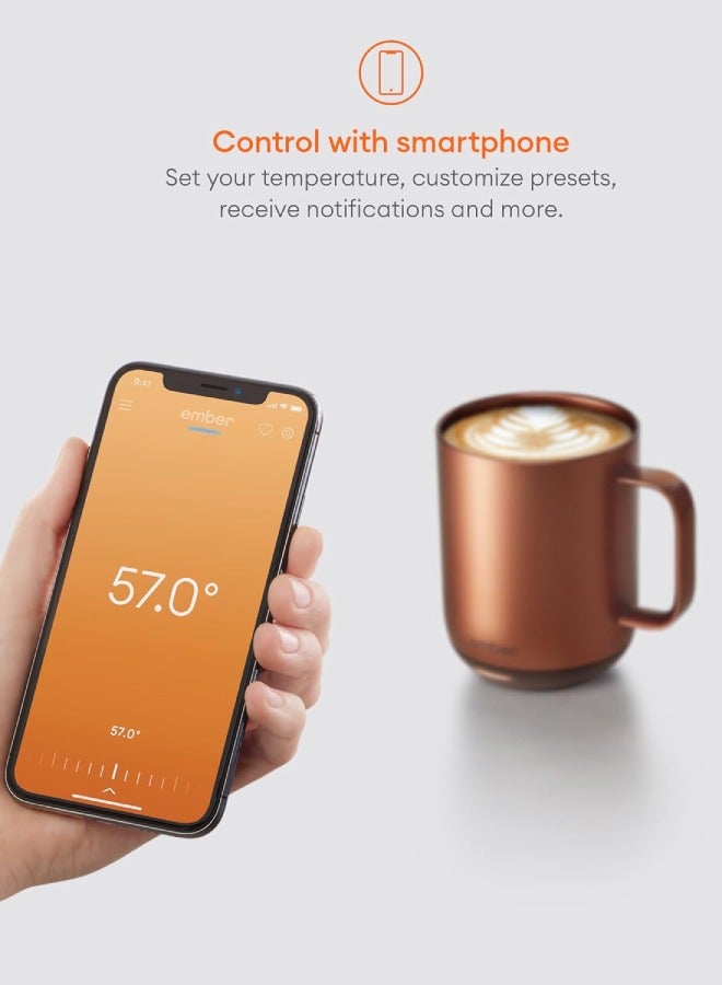 Ember Mug 2 14OZ / 414ML | Temperature Control Mug, Vacuum Insulated Stainless Steel Smart Cup for Coffee, Tea, Water, 80Min Battery Life, iOS/Android, Hand Wash Only - Metallic Copper - Image 2
