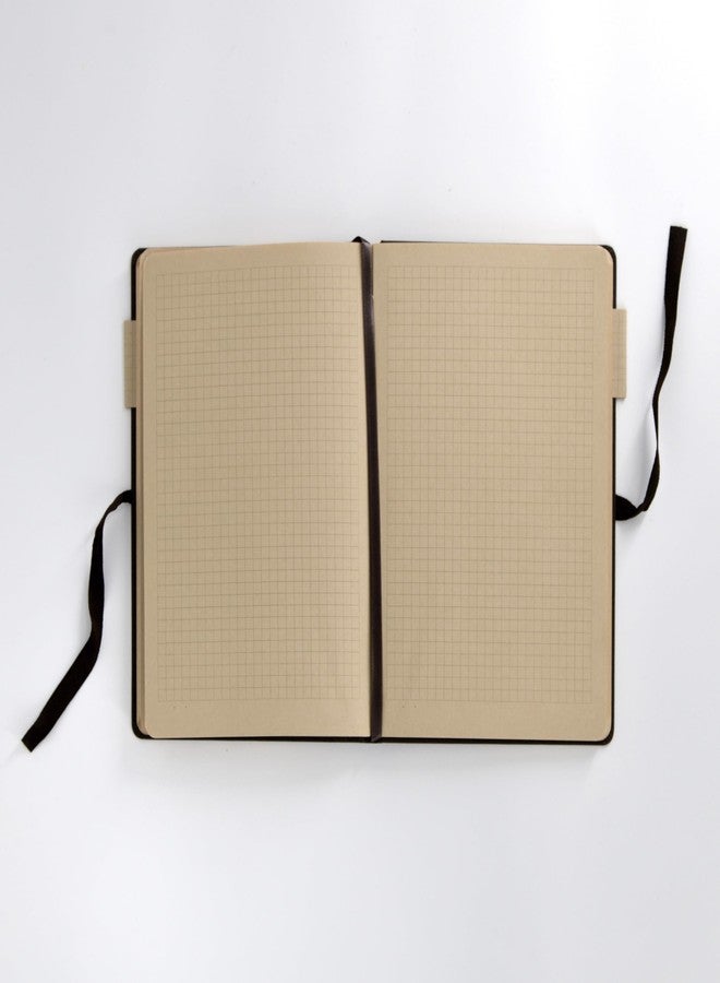 COMMA Artisan | A5 Size | Checks Hard Bound Notebook with Ribbon Closure | 192 Pages | 100gsm Kraft Paper | Linen Fabric Cover Material (Brown) - Image 3