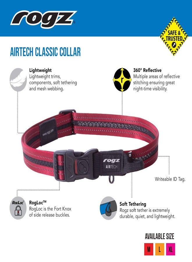 Rogz Airtech Classic Dog Collar Medium - Rock Red - Image 3