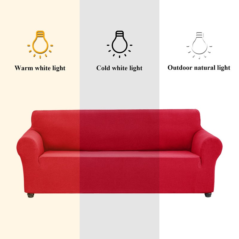 Joccun Christmas Stretch Couch Cover Slipcovers, 1-Piece Sofa Covers for 3 Cushion Couch Spandex Jacquard Washable Furniture Protector Cover for Living Room,Kids,Pets(Sofa,Ruby) - Image 3