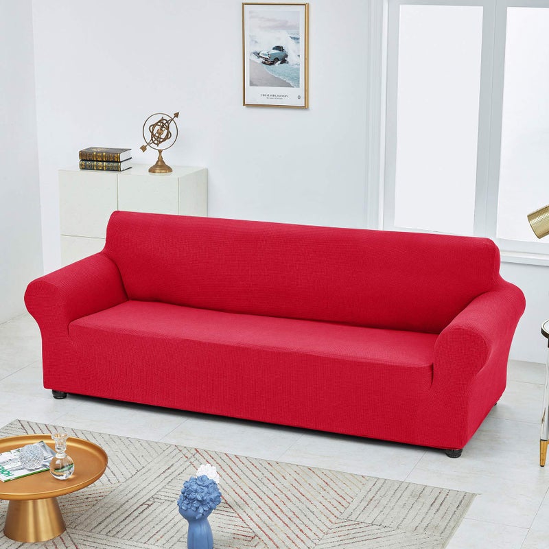 Joccun Christmas Stretch Couch Cover Slipcovers, 1-Piece Sofa Covers for 3 Cushion Couch Spandex Jacquard Washable Furniture Protector Cover for Living Room,Kids,Pets(Sofa,Ruby) - Image 4