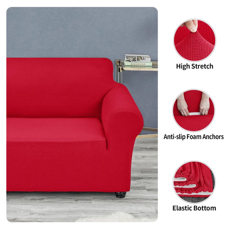 Joccun Christmas Stretch Couch Cover Slipcovers, 1-Piece Sofa Covers for 3 Cushion Couch Spandex Jacquard Washable Furniture Protector Cover for Living Room,Kids,Pets(Sofa,Ruby) - Image 5