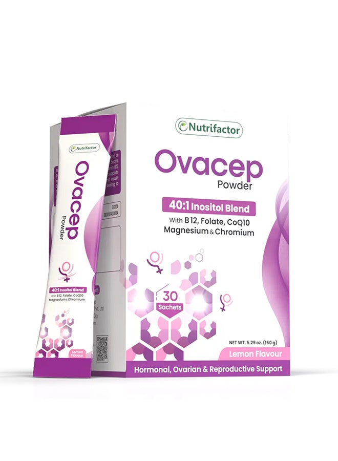 Nutrifactor Ovacep - Advanced PCOS Inositol Formula 40:1 - Myo-Inositol & D-Chiro-Inositol Blend - Supports Hormonal Balance, Ovulation & Reproductive Wellness - Lemon Flavor - 30 Sachets - Image 1