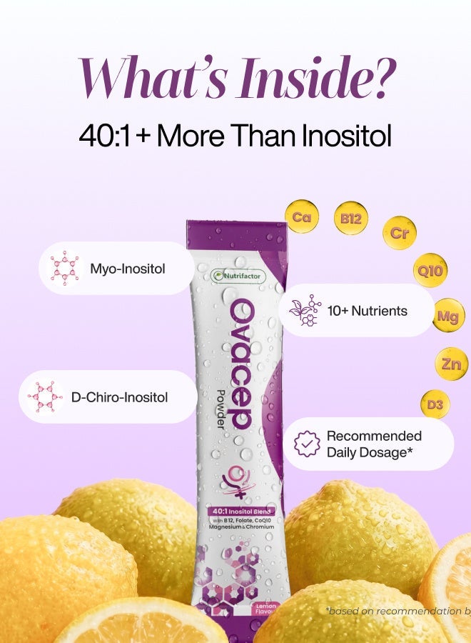 Nutrifactor Ovacep - Advanced PCOS Inositol Formula 40:1 - Myo-Inositol & D-Chiro-Inositol Blend - Supports Hormonal Balance, Ovulation & Reproductive Wellness - Lemon Flavor - 30 Sachets - Image 4
