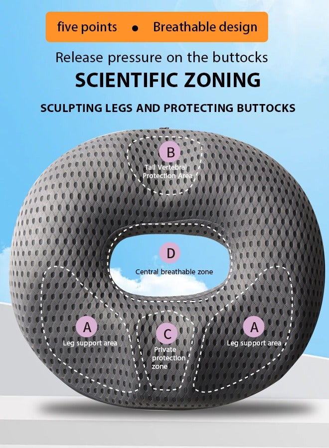 Breathable Cushions,Breathable Seat Cushion,Hemorrhoid Cushion,Office Chair Seat Cushion,Coccyx Cushion,Chair Pads– Breathable Memory Foam Cushion with Ergonomic Design, Pressure Relief Pillow for Long Sitting, Driving, Sciatica, Tailbone Pain, Pregnant Women Support Seat Pad (Gray) - Image 3