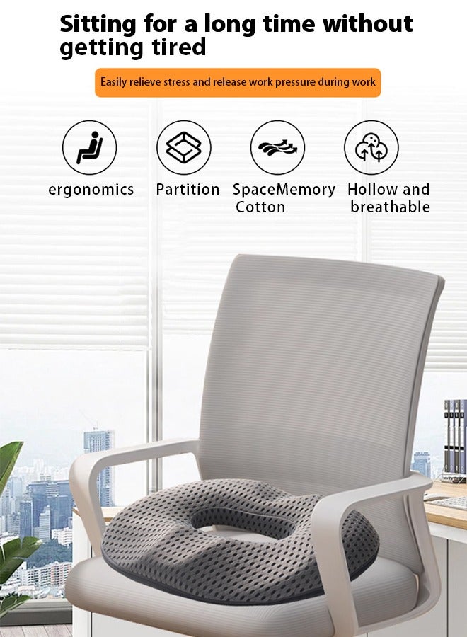 Breathable Cushions,Breathable Seat Cushion,Hemorrhoid Cushion,Office Chair Seat Cushion,Coccyx Cushion,Chair Pads– Breathable Memory Foam Cushion with Ergonomic Design, Pressure Relief Pillow for Long Sitting, Driving, Sciatica, Tailbone Pain, Pregnant Women Support Seat Pad (Gray) - Image 5