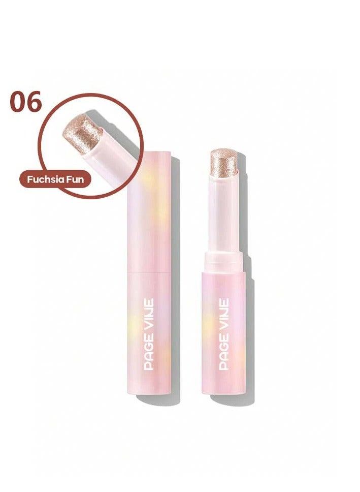 PAGE VINE Crystal Jelly Glaze Stick Eye Shadow Stick Eyeliner Brightener Pencil Crayon with Brush Easy to Blend Long Lasting Shimmer Eyeshadow Stick-Fuchsia Fun - Image 1