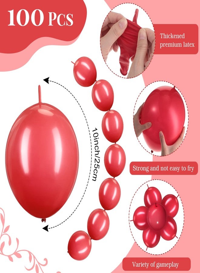 Meanplan 100 Pcs Link Balloon Linking Balloon Latex Linkable Balloons Connected Wedding Party Decoration(Red,10 Inch) - Image 2