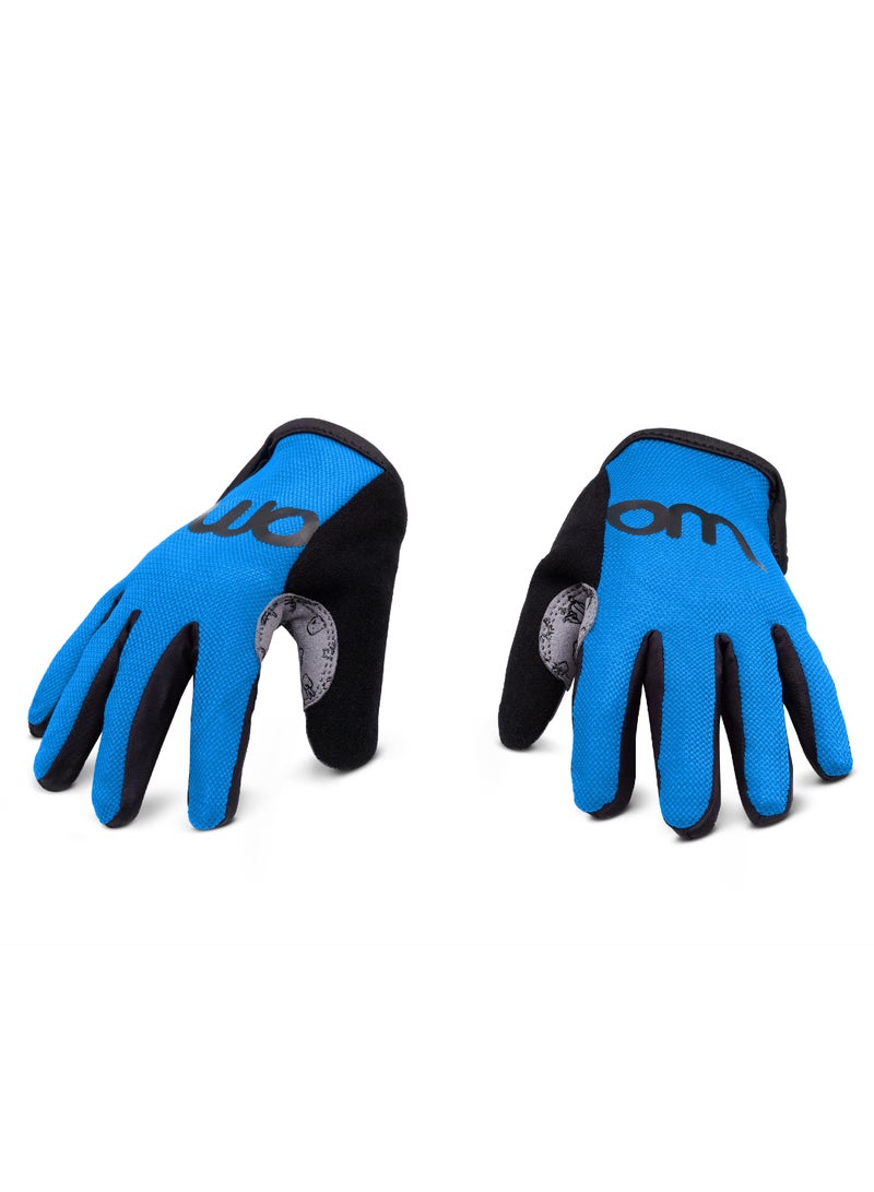Woom Kids Bike Gloves | Breathable Grip Protection | Padded Palm Bicycle Riding Gloves | Size 5 | Sky Blue - Image 1