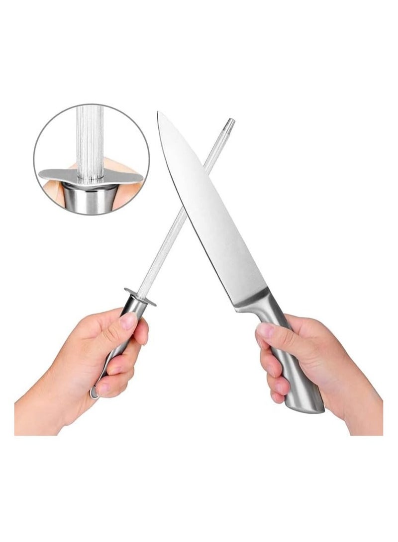 Cuisine Art 8-Piece Professional Kitchen Cutting Tool Set with Revolving Stand – Includes Chef, Cleaver, Slicer, Utility & Fruit Cutters, Scissors, Sharpening Rod, and Tool Block – Silver - Image 3