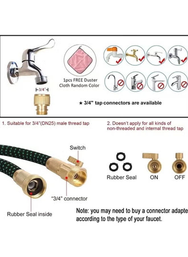 كيلا خرطوم حديقة قابل للتمدد بطول 75 قدمًا مع فوهة 8 وظائف، خرطوم حديقة قابل للسحب مانع للتسرب لغسيل السيارات ونباتات الحديقة وسقي الحيوانات الأليفة وتنظيف الأرضيات، أخضر - Image 3