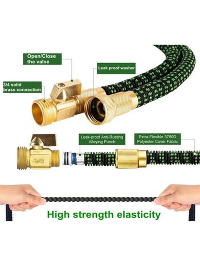 كيلا خرطوم حديقة قابل للتمدد بطول 75 قدمًا مع فوهة 8 وظائف، خرطوم حديقة قابل للسحب مانع للتسرب لغسيل السيارات ونباتات الحديقة وسقي الحيوانات الأليفة وتنظيف الأرضيات، أخضر - Image 2