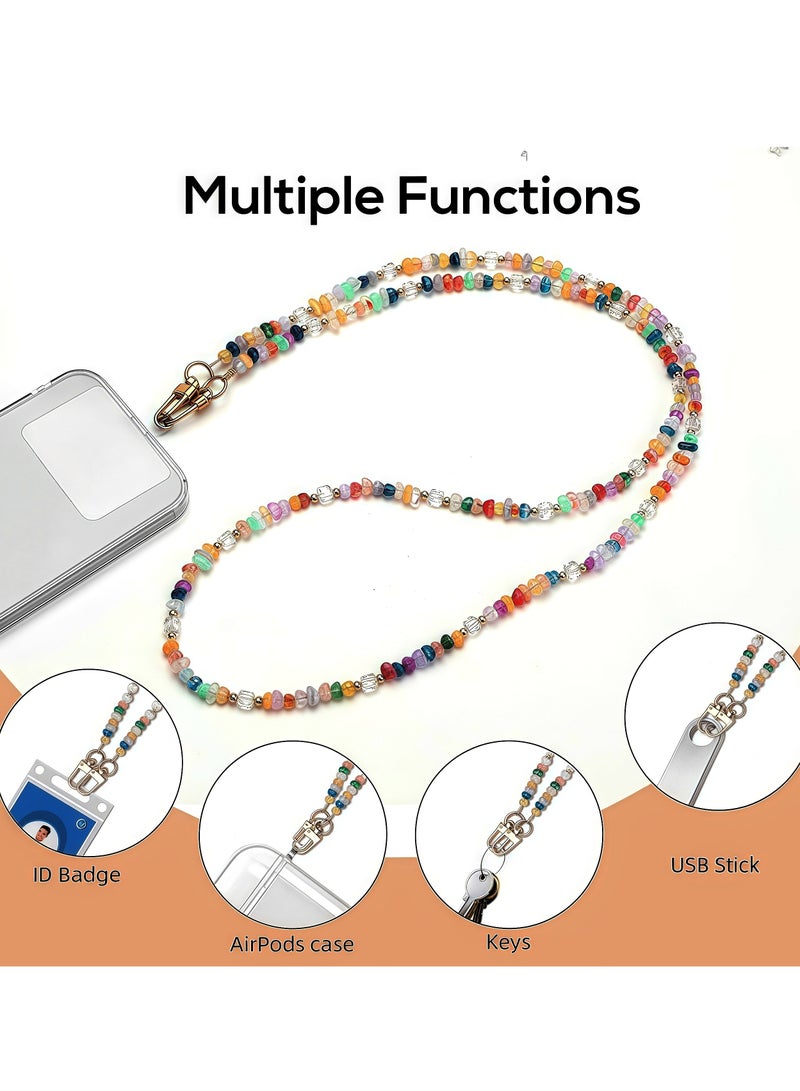 Universal Phone Lanyard Crossbody Neck Strap with Colorful Gemstone Charm - Anti-Lost Wrist Strap Cellphone Chain Accessories for Keys Wallet ID Badge - Image 4