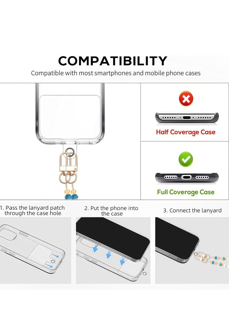 Universal Phone Lanyard Crossbody Neck Strap with Colorful Gemstone Charm - Anti-Lost Wrist Strap Cellphone Chain Accessories for Keys Wallet ID Badge - Image 5