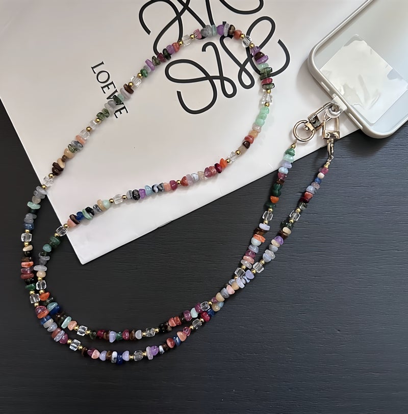 Universal Phone Lanyard Crossbody Neck Strap with Colorful Gemstone Charm - Anti-Lost Wrist Strap Cellphone Chain Accessories for Keys Wallet ID Badge - Image 3