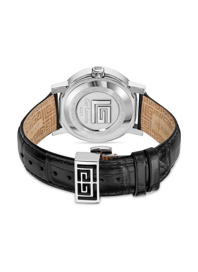 Guy Laroche Alex Men's 42mm Multifunction Swiss Watch with Black Genuine Leather Strap  - Image 3