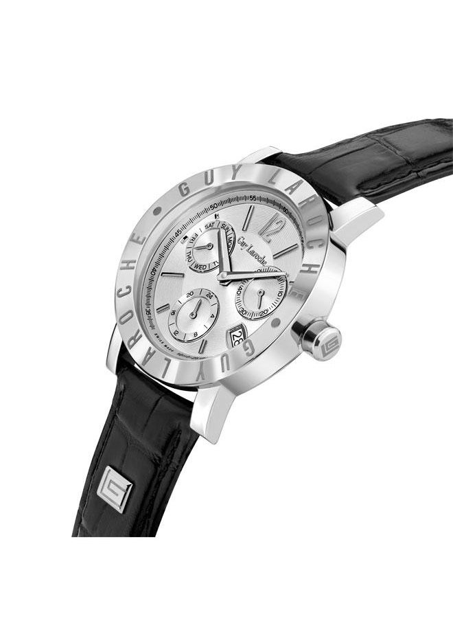 Guy Laroche Alex Men's 42mm Multifunction Swiss Watch with Black Genuine Leather Strap  - Image 2
