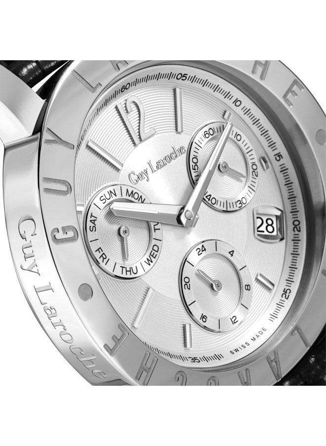 Guy Laroche Alex Men's 42mm Multifunction Swiss Watch with Black Genuine Leather Strap  - Image 4