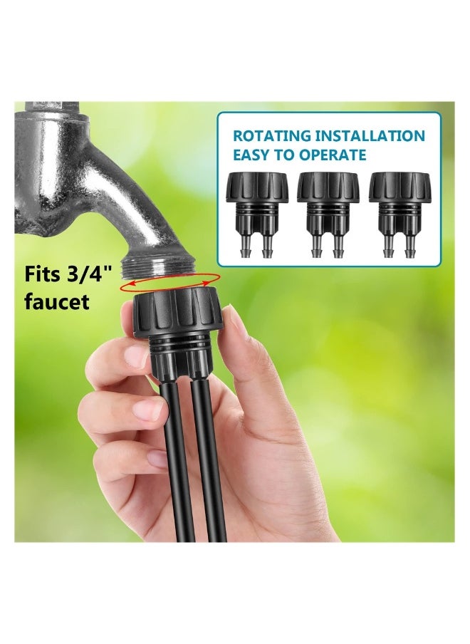 Generic - 12 Pcs 1/4 Inch Drip Irrigation Hose Connectors to 3/4 Inch Garden Faucet Adapter Drip Irrigation System Convert 3/4 to 1/4 Drip Hose Fittings with 12 Washers for Garden Irrigation - Image 1