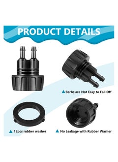 Generic 12 Pcs 1/4 Inch Drip Irrigation Hose Connectors to 3/4 Inch Garden Faucet Adapter Drip Irrigation System Convert 3/4 to 1/4 Drip Hose Fittings with 12 Washers for Garden Irrigation  - Image 3