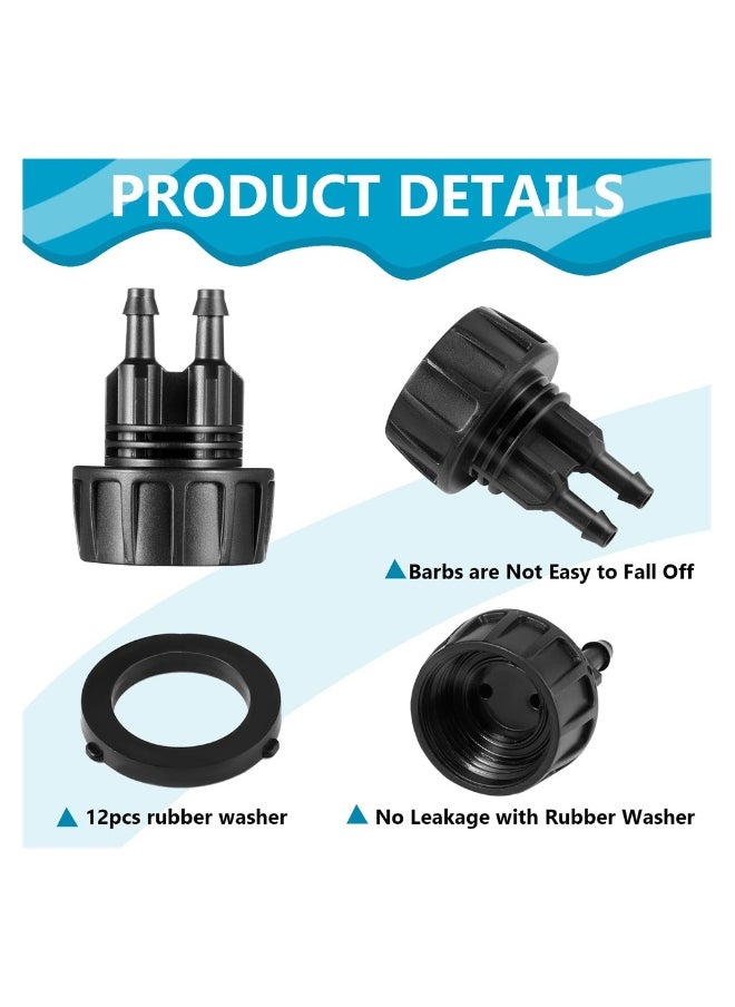 Generic - 12 Pcs 1/4 Inch Drip Irrigation Hose Connectors to 3/4 Inch Garden Faucet Adapter Drip Irrigation System Convert 3/4 to 1/4 Drip Hose Fittings with 12 Washers for Garden Irrigation - Image 1