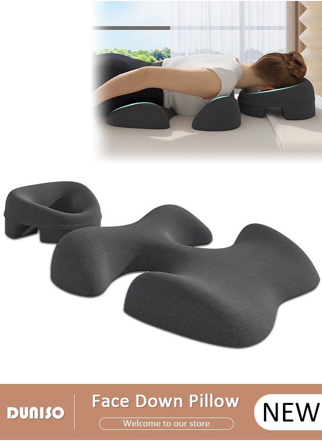 DUNISO - Face Down Pillow with T-Shaped Chest Pillow for Sleeping, Ergonomic Pillow for Neck Pain Relief, Office Nap Pillow, After Eye Surgery Breathe Easy Face Down Pillow Best for Prone Face-Down Resting, Home Massage Pillow for Spa Salon Travel - Image 1