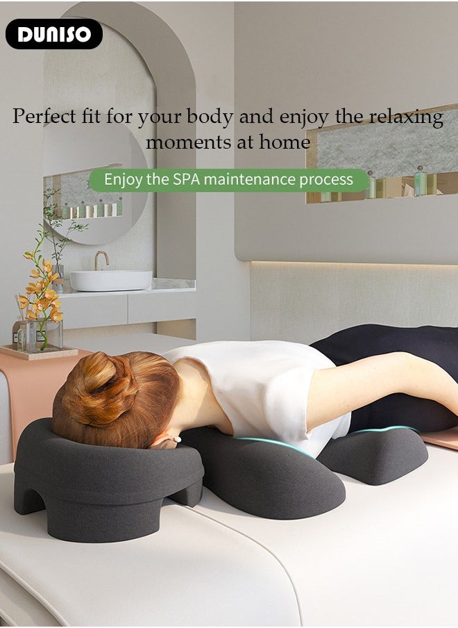 DUNISO - Face Down Pillow with T-Shaped Chest Pillow for Sleeping, Ergonomic Pillow for Neck Pain Relief, Office Nap Pillow, After Eye Surgery Breathe Easy Face Down Pillow Best for Prone Face-Down Resting, Home Massage Pillow for Spa Salon Travel - Image 1