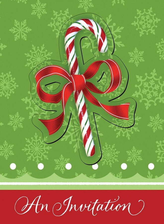 Creative Converting 8 Count Candy Cane Bliss Holiday Party Invitations - Image 2