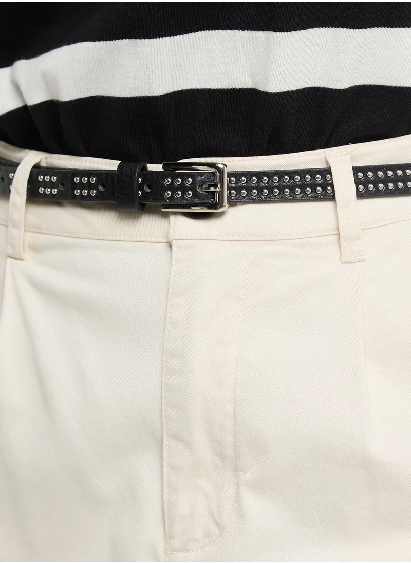 جينجر Stud Detail Slim Belt