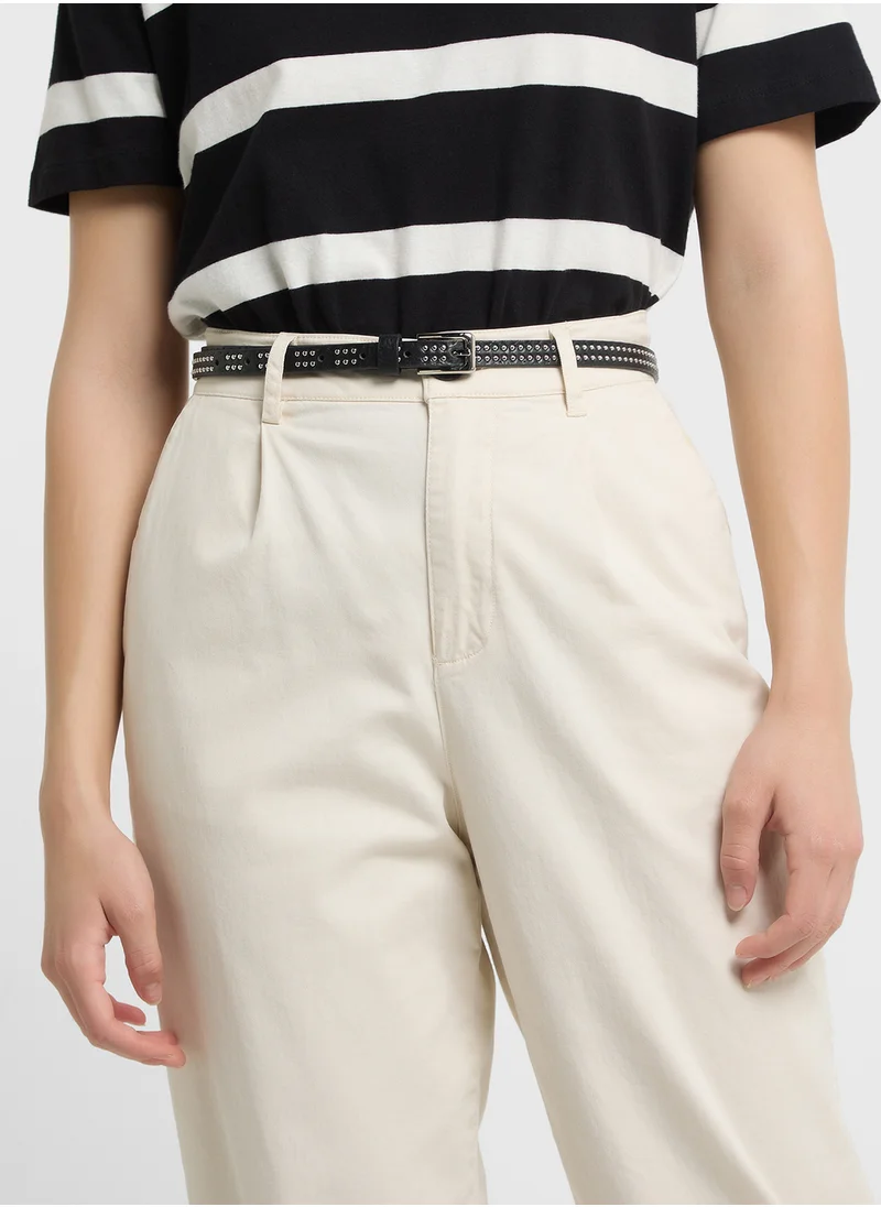 جينجر Stud Detail Slim Belt